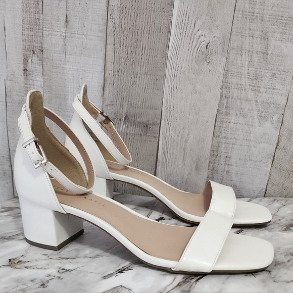 Kelly & Katie Shoes - Kelly & Katie White Ankle-Strap Block Heel Sandals with Single Toe Strap